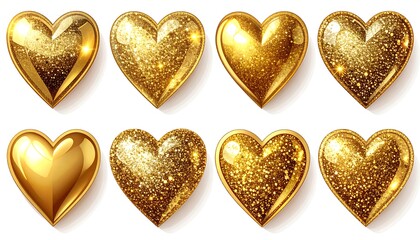 Golden heart shapes collection