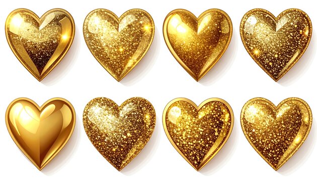 Golden heart shapes collection