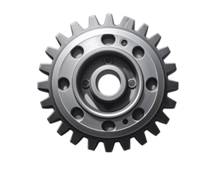 Minimal Black and White Gear Icon PNG Isolated on Transparent Background