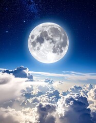Obraz premium Full moon over clouds at night (1)