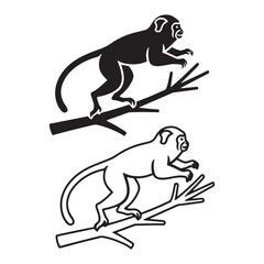 Detailed Marmoset Silhouette & Marmoset Lineart – Marmoset Vector Composition with Structural Clarity – Black Vector of Marmoset – Vector Set of Marmoset