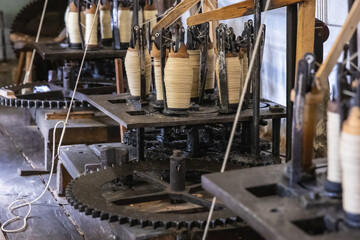 19th century braiding machines in Etar folk open air museum in Grabovo town, Bulgaria