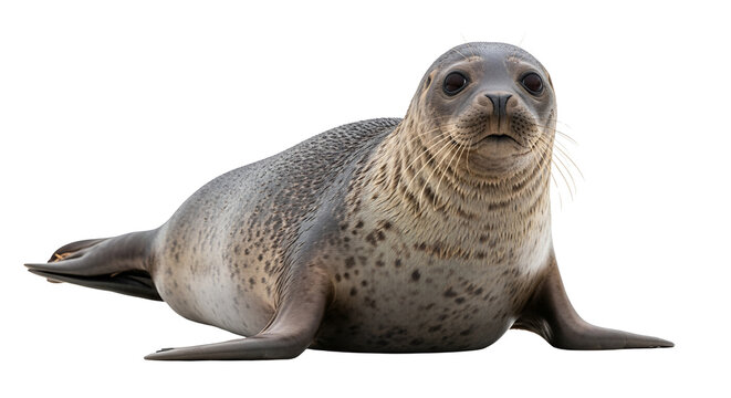 Resting harbor seal pup isolated PNG with Transparent Background