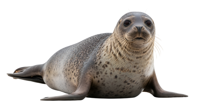 Resting harbor seal pup isolated PNG with Transparent Background