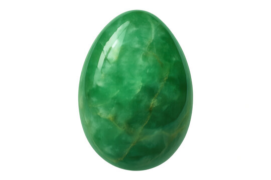 Polished green jade egg resting on clear surface, representing prosperity, abundance, spiritual growth