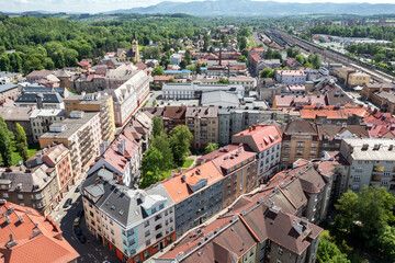 Aerial drone photo of Cesky Tesin city, Czech Republic