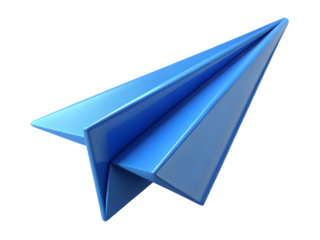 Blue paper airplane soaring against a black background symbolizing travel and dreams