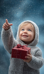 little girl with christmas gift