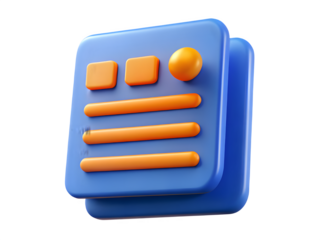 3d icon representing a document or report with bullet points