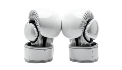 Pair of white boxing gloves, ready for a fight or training session