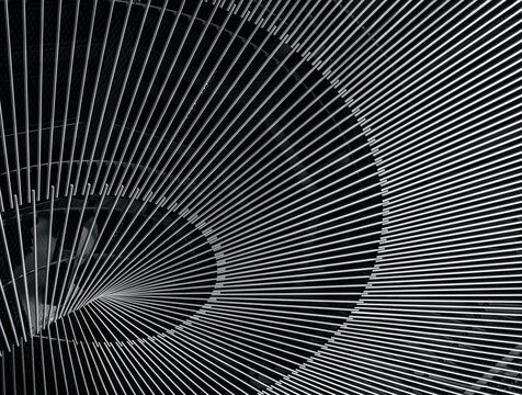 Steel curve line pattern Gradation radius circular panel Architecture details Art background 