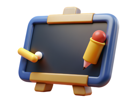 3d rendered blackboard with chalk and eraser on a stand