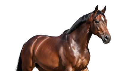Obraz premium Chestnut horse portrait in profile isolated PNG with Transparent Background