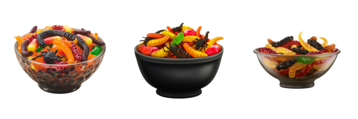 Halloween treats with gummy worms transparent background halloween spooky vibes