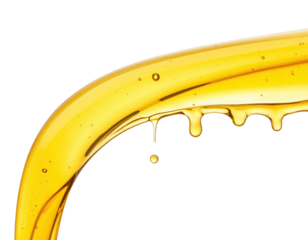 A vibrant stream of golden liquid, glistening with light, showcasing rich texture and fluid movement.