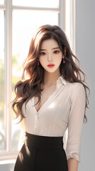 셔츠 블라우스 패션의 한국 여성