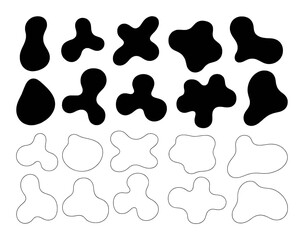 Collection of Black and White Organic Blob Shapes and Outlines
