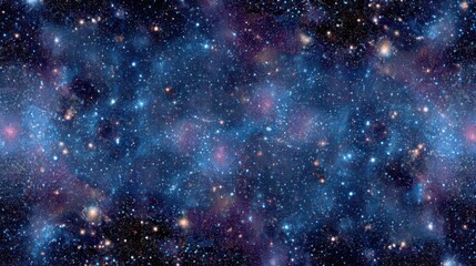 Naklejka premium An expansive view of a galaxy showcases a vibrant tapestry of stars and cosmic dust, bathed in the soft glow of starlight against a deep blue backdrop.