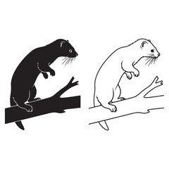 Sharp Mink Silhouette & Mink Lineart – Mink Vector Drawing Emphasizing Defined Edges – Black Vector of Mink – Vector Set of Mink