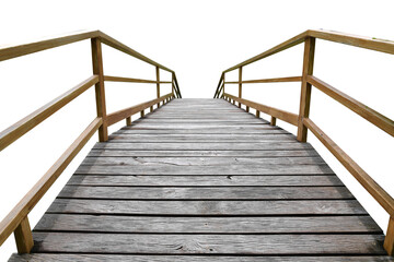 Wooden Path to the Unknown: An inviting wooden bridge stretches towards an unknown horizon, offering a sense of adventure and serenity.
