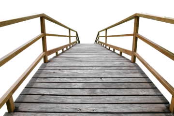 Wooden Path to the Unknown: An inviting wooden bridge stretches towards an unknown horizon, offering a sense of adventure and serenity.