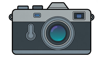 A detailed vector illustration of a classic two-tone vintage camera, representing the art of photography and retro technology
