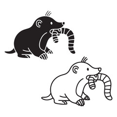 Structured Mole Silhouette & Mole Lineart – Mole Vector Design with Defined Animal Geometry – Black Vector of Mole – Vector Set of Mole