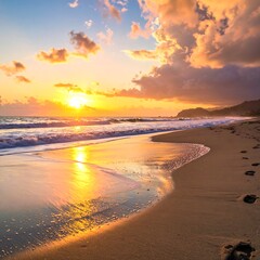 Golden sunset beach scene (1)