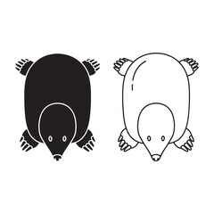 Iconic Mole Silhouette & Mole Lineart – Mole Vector Graphic with Recognizable Form – Black Vector of Mole – Vector Set of Mole