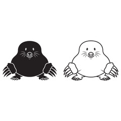 Accurate Mole Silhouette & Mole Lineart – Mole Vector Outline Highlighting Precise Shape – Black Vector of Mole – Vector Set of Mole