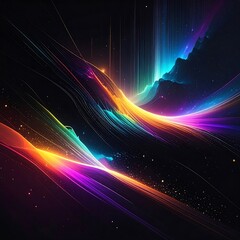 Abstract vibrant light waves in dark space