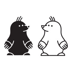 Clean Mole Silhouette & Mole Lineart – Mole Vector Design Featuring Simplified Form – Black Vector of Mole – Vector Set of Mole