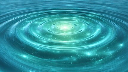 Tranquil Swirling Water Ripples with Glowing Light and Soft Blue Hues Creating a Serene and Calming Atmosphere in a Magical Environment