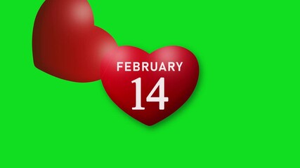 Red heart symbol with “February 14” text on a bright green screen background. This romantic Valentine’s Day concept represents love, affection, and celebration. - Powered by Adobe