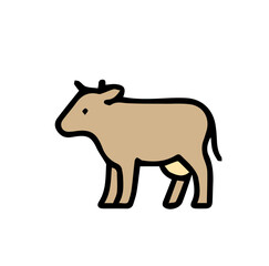 Cute Cow Cartoon Vector Icon Illustration. Cartoon cow vector icon with bold outline and flat style colors. Great for children’s projects, farm education, posters, and games.
