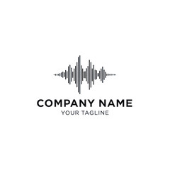 Abstract logo design featuring a stylized sound wave graphic.