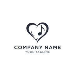 An elegant logo design featuring a stylized heart intertwined with a musical eighth note, symbolizing a love for music.
