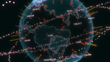 Abstract digital representation of a global map integrating data points and connections, symbolizing technological networks, global communication, and futuristic advancements in data science. - Powered by Adobe