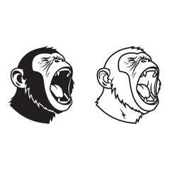 Clean Monkey Silhouette & Monkey Lineart – Monkey Vector Design with Simplified Form – Black Vector of Monkey – Vector Set of Monkey