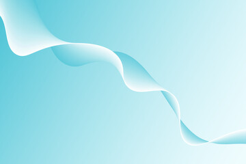 Abstract blue smooth waves on white background. Dynamic sound waves