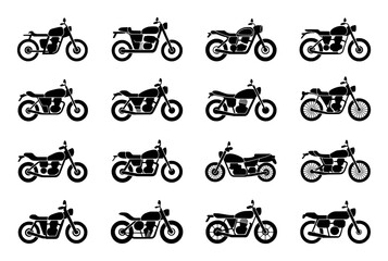 Collection of Vintage Motorcycle Silhouettes