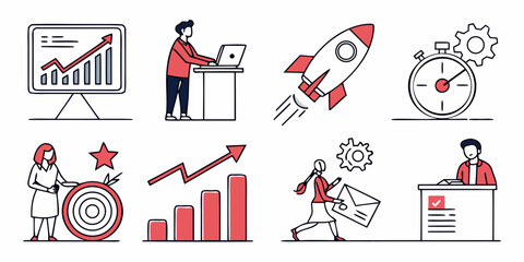 Business and finance doodle vector illustration
