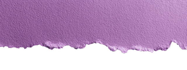 Torn piece of textured, lavender-purple paper with a jagged edge against a black background