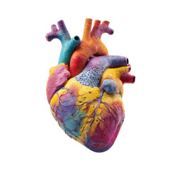 Colorful heart sculpture showcasing intricate anatomical details in a vibrant design