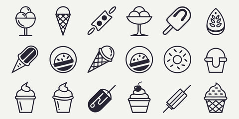 Ice cream and dessert icons in vector format