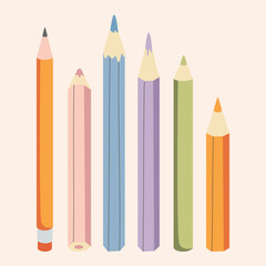 Set of writing accessories pencils Vector illustration. School Office Stationery Equipment. Ink Marker