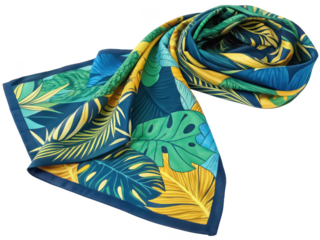 Tropical summer scarf PNG lightweight scarf PNG tropical style accessory PNG summer fashion accessory PNG colorful scarf PNG beachwear scarf PNG transparent background image