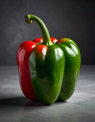 Vibrant red and green pepper close-up
