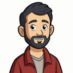 Cartoon portrait of a man with beard illustration vector art character design avatar profile picture image