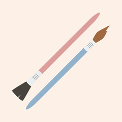 Vector art brush student and education Creative tool Paintbrush Illustration.